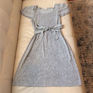 2 for $10 LOFT Gray Ruffle Sleeve Dress with Bow